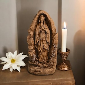 Virgin Mary Wood Statue Our Lady Wood Carved Religious Catholic Home Altar Our Lady Statue Madonna Statuary Mother of God Christian Carved