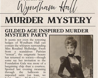 Gilded Age Murder Mystery Party Game – Printable Wyndham Hall (Digital Download)