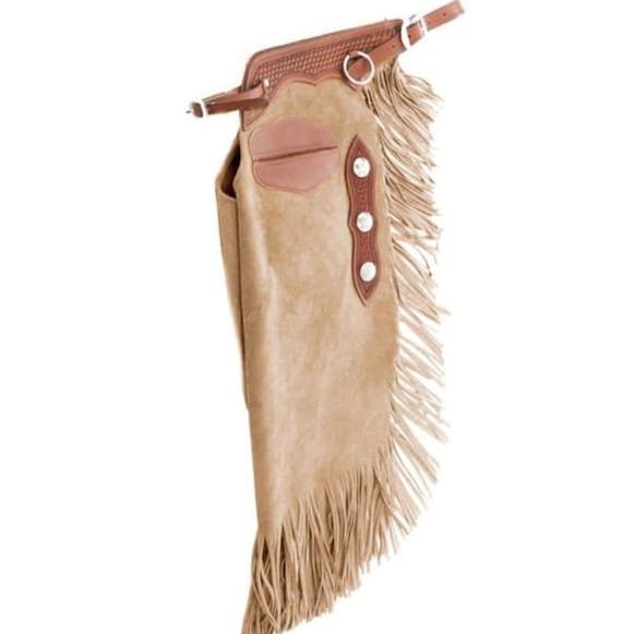 Chaps de cowboy en cuir suédé fait main pour hommes | Tenue de festival de rodéo à franges occidentales - France