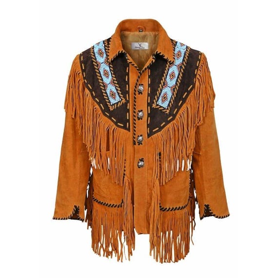 Veste Cowboy Homme En Daim Simili - Style Western Avec Franges - Pour Carnaval, Halloween, Déguisement