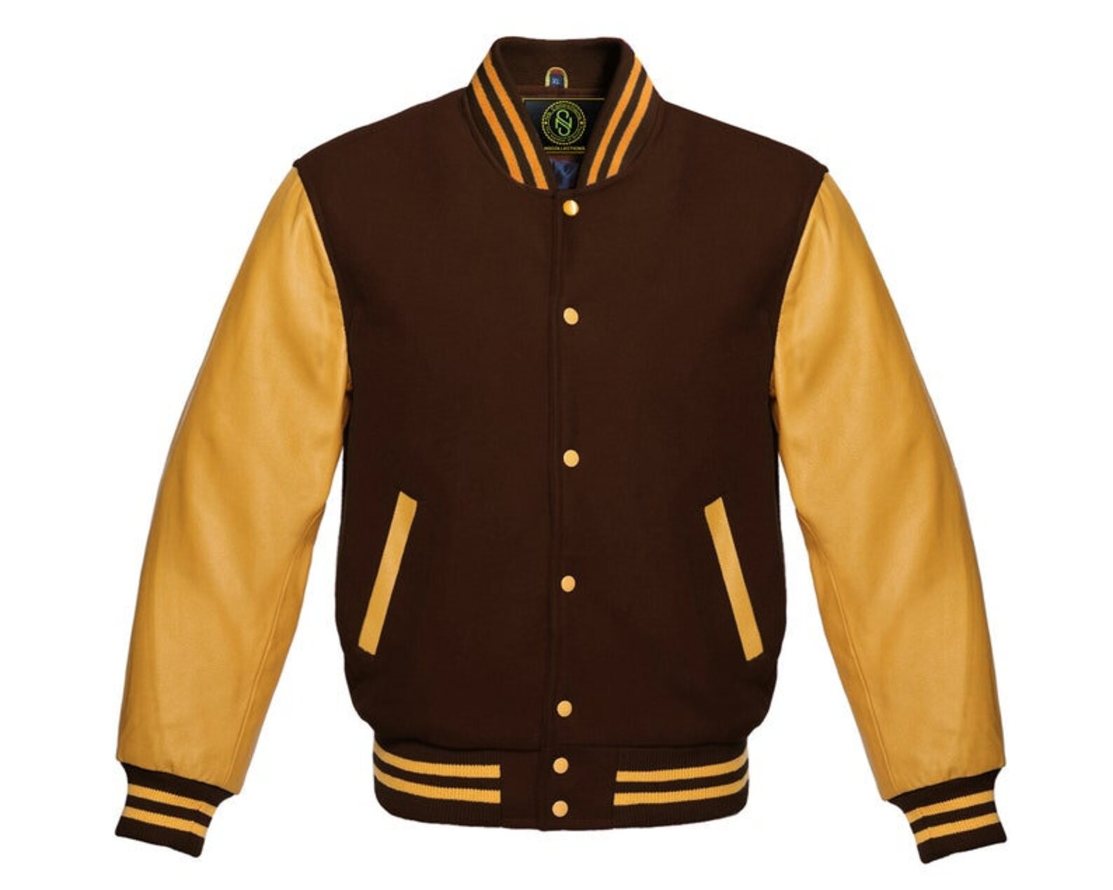 Varsty Jacket Letterman Baseball Bomber Style Dark Brown Wool Blend