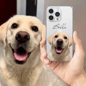 Custom Pet Phone Case,Personalised Dog Portrait Phone Case,Gift for dog lover,Unique Pet Memorial Case iPhone 16 Pro Max,15 Plus,14,13,12,11