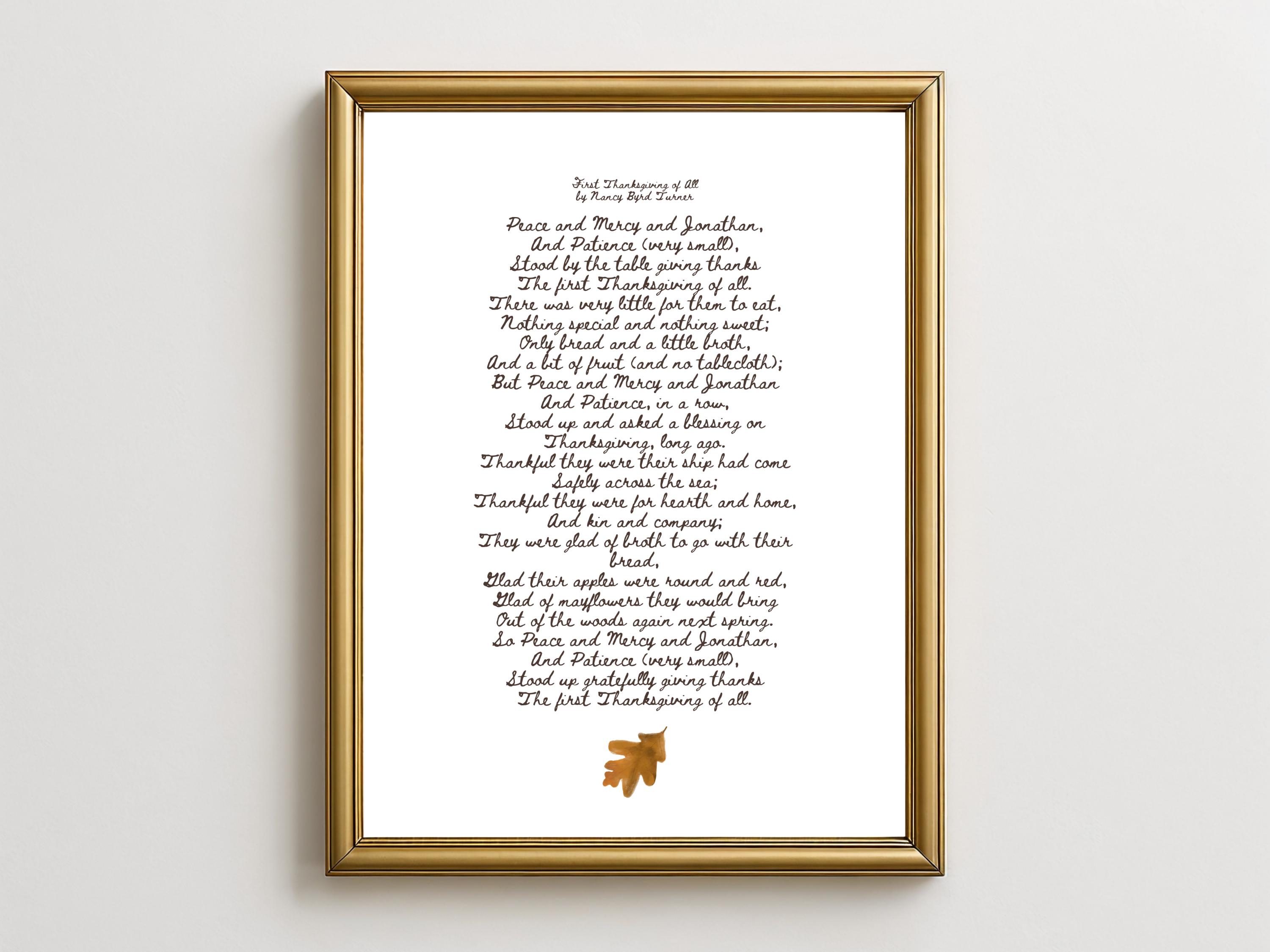 thanksgiving poem printable the first thanksgiving of allnancy