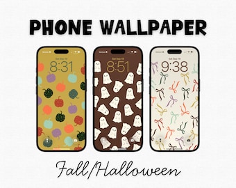 Halloween Vibes Phone Wallpapers, 3 Cute Halloween Digital Backgrounds, Halloween Pattern Phone Wallpaper