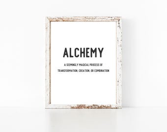 Alchemy Definition Wall Art afdrukbare 8 x 10, digitale download, magisch decor, vintage typografie