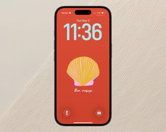 Minimalistisch telefoonbehang Seashell, nautische telefoonachtergrond, goede reis