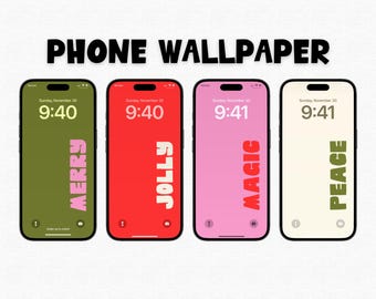 Telefoonbehang kerst, funky retro typografie telefoonachtergrond