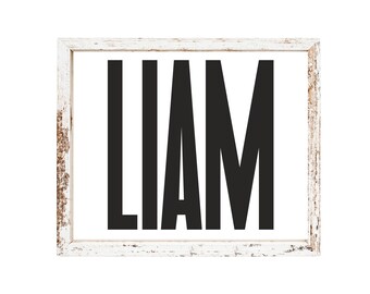 Placa de nome Liam, placa de nome personalizada, impressão digital 8x10, negrito