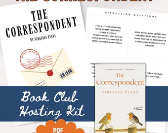 Book Club Meeting Guide for The Correspondent by Virginia Evans, Book Club Games, Book Club Discussion, Book Club Activity, Discussion Cards