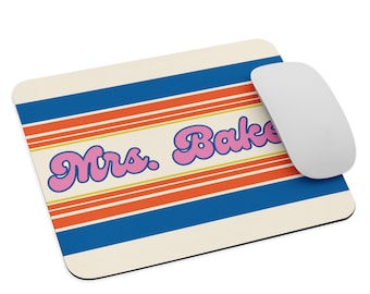 Retro streep gepersonaliseerde muismat voor leraar, aangepaste naam muismat, tienermeisjesnaam