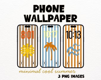 Minimale telefoonachtergronden Summer Beach - 3 coole digitale achtergronden, iPhone-vergrendelscherm, esthetische telefoonachtergronden,