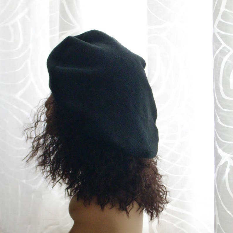 Oversized Tam, Oversize Beret, Multi-sizes, Black Oversize Fleece Tam/ Slouchy Beret, Roomy Hat for Dreadlocks image 5