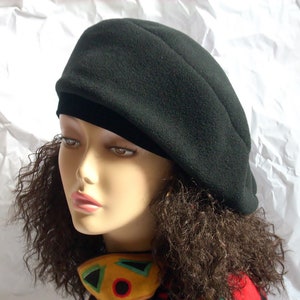 Oversized Beret, Black Beret, Tam, Oversize Black Fleece Beret with Stretch Velvet Band Headband, Hats for Dread Locks, Multi-sizes image 8