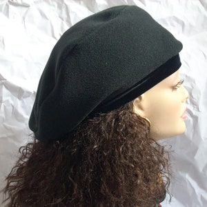 Oversized Beret, Black Beret, Tam, Oversize Black Fleece Beret with Stretch Velvet Band Headband, Hats for Dread Locks, Multi-sizes image 3