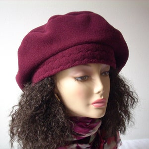 Oversize Tam/ Beret/Oversized Slouchy Tam/Multi Sizes/Burgundy Fleece Hat/Roomy Hat for Dreadlocks/Hat for Large Heads, Adjustable Sizes