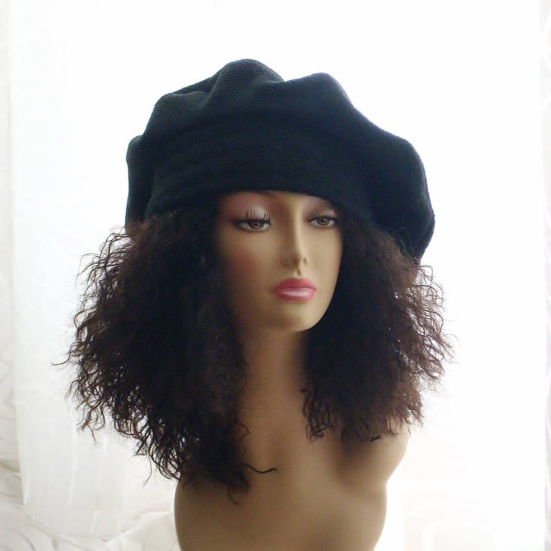 Oversized Tam, Oversize Beret, Multi-sizes, Black Oversize Fleece Tam/ Slouchy Beret, Roomy Hat for Dreadlocks image 6