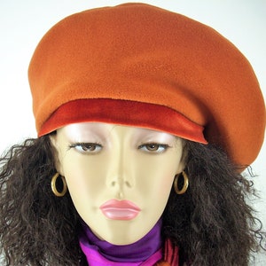 Oversized Slouchy Beret, Slouchy Fleece Tam with Stretch Velvet Band, Hat for Dread Locks and Large Heads, Multi-Sizes, in Ginger Color