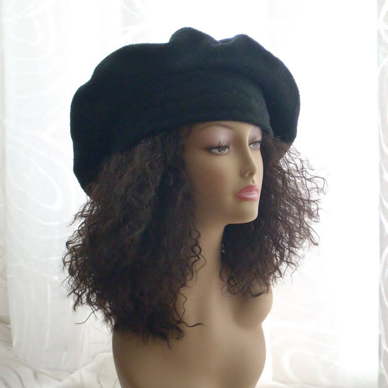 Oversized Tam, Oversize Beret, Multi-sizes, Black Oversize Fleece Tam/ Slouchy Beret, Roomy Hat for Dreadlocks image 7