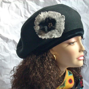 Oversized Beret, Black Beret, Tam, Oversize Black Fleece Beret with Stretch Velvet Band Headband, Hats for Dread Locks, Multi-sizes image 7