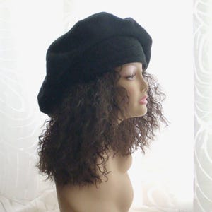 Oversized Tam, Oversize Beret, Multi-sizes, Black Slouchy Fleece Tam/  Beret, Roomy Hat for Larger Heads, Dread Locs/Multi-Sizes