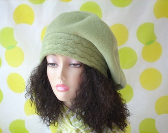 Oversized Tam/Beret, Slouchy Fleece Tam/ Multi-Sizes/ Mint Green/ Roomy Hat for Dreadlocks