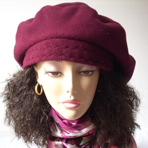 Oversize Tam/ Beret/Oversized Slouchy Tam/Multi Sizes/Burgundy Fleece Hat/Roomy Hat for Dreadlocks/Hat for Large Heads, Adjustable Sizes image 8