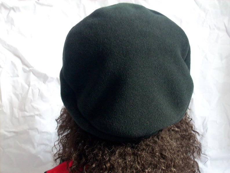 Oversized Beret, Black Beret, Tam, Oversize Black Fleece Beret with Stretch Velvet Band Headband, Hats for Dread Locks, Multi-sizes image 5