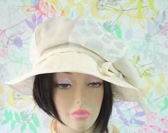Soft Flexible Brim  Hat/Off White Faux Suede Hat/Slouchy Crown Hat/Quilted  Adjustable Brim/Dreadlock Hat Size L/XL
