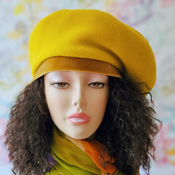 Brenda Abdullah Oversized Orange Fleece Beret with Velvet Headband, Size SM/MED Fleece Beret Hats for Women for sale | eBay main image 4