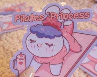 Pilates Princess Sticker | Cute Animal Vinyl Sticker for Pilates Lovers | Fitness Aesthetic | Water-Resistant Sticker | Gift for Gym Girls |