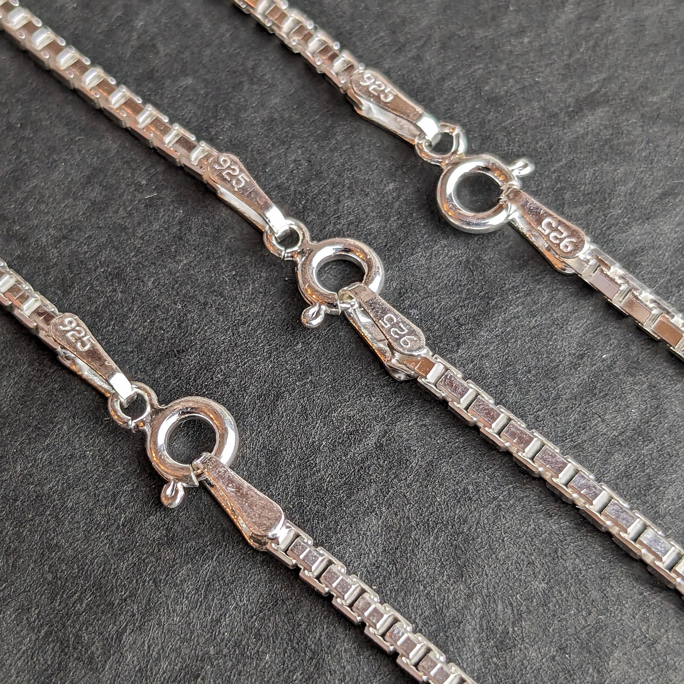 Silver Link Box Chain 925 Necklace, Sterling Silver Box
