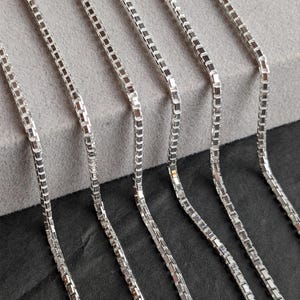 Silver Link Box chain 925 Necklace, Sterling Silver Box Chain, Silver Long Chain Necklace, Silver Chain Gift for Him or Her