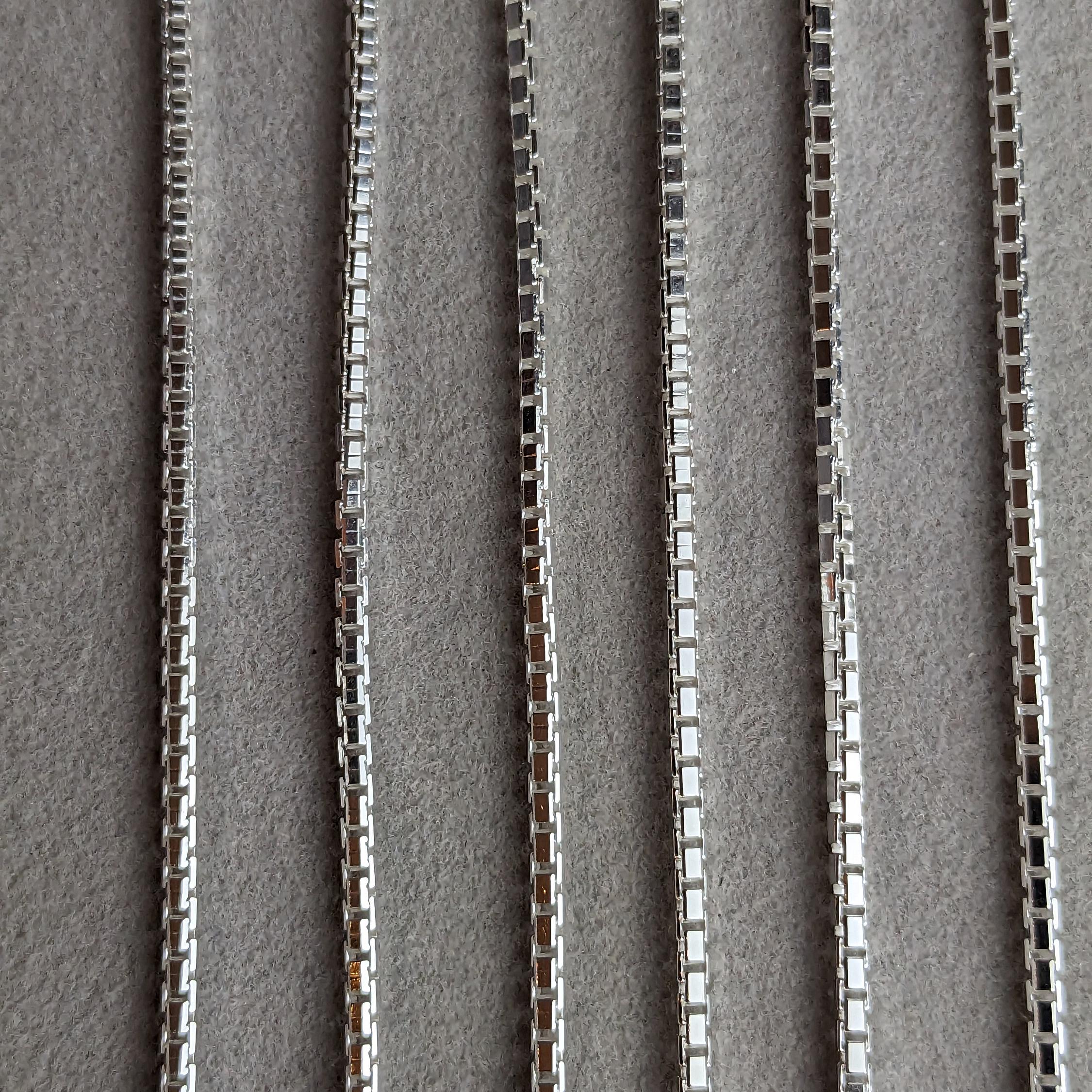 Silver Link Box Chain 925 Necklace, Sterling Silver Box
