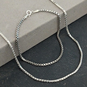 Silver Link Box chain 925 Necklace and bracelet set, Sterling Silver Box Chain, Silver Long Chain Necklace, Silver Chain Gift for Him or Her