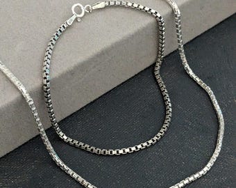 Conjunto de collar y pulsera de cadena de plata de ley, unisex