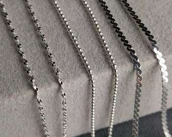 Collar de cadena de plata de ley, estilo Belcher, con bolas, trenzado o de eslabones.
