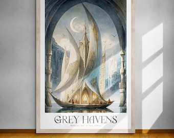 Grey Havens, Twilight at Mithlond in the Gulf of Lune Poster