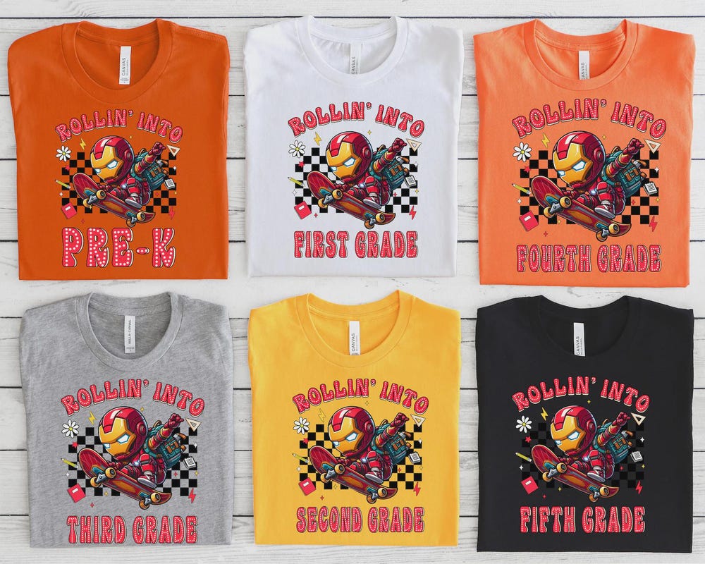 Iron Man Back To School Shirt, Back To School Short Set, First Day Of School Set, Personalized First Day Of School Outfit Bespoketshirt