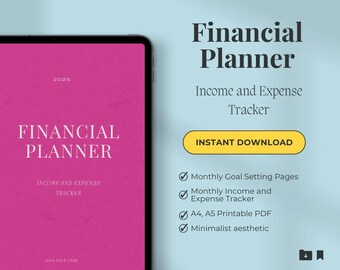 Financieel planner met inkomsten- en uitgaventracker, maandelijkse budgetplanner Afdrukbare geldtracker, dagelijkse planner A4/A5/Letter