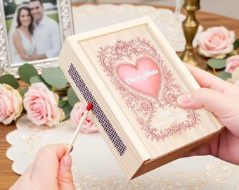 Personalized Wood Matchbox, Couples Valentine's Day gifts