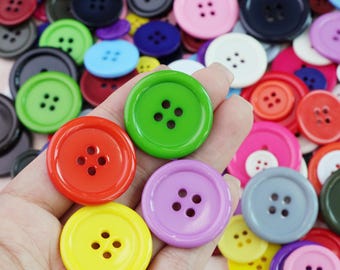100pcs Mix Color Resin Buttons – Sewing & Craft Supplies