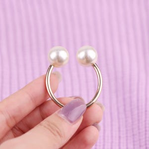 Dual Pearl Sweater Pin: Knitwear Button Brooch, Cardigan Clip