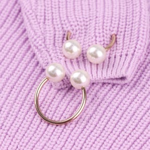 Pearl Knitwear Pin: Sweater Clip, Cardigan Fastener