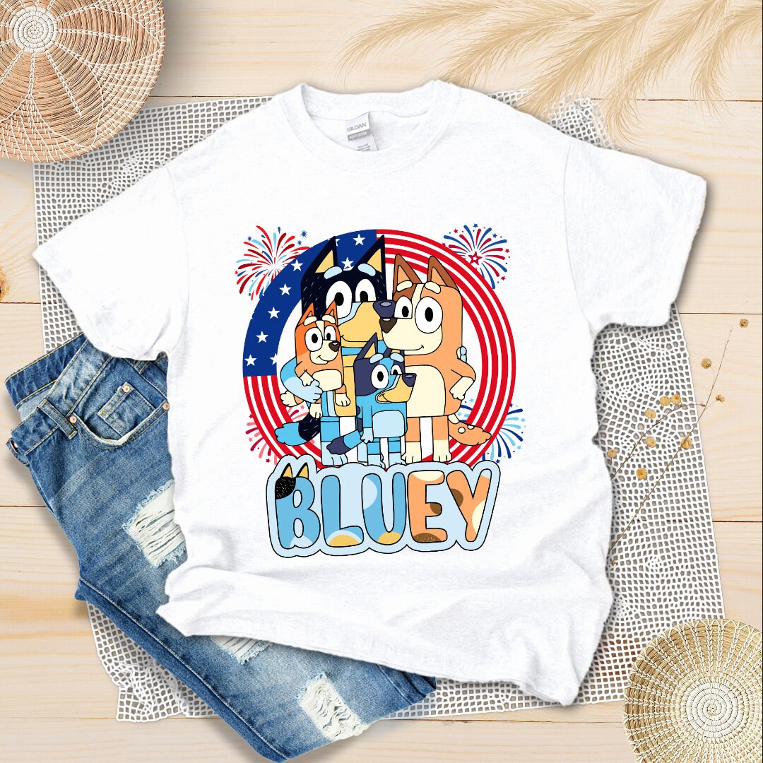 Bluey 4th of July Red White Holding Flat Shirt T Shirt 4th of - Etsy UK