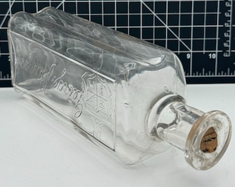 Antique Glass Bottle George Burwell Crested Embossed
