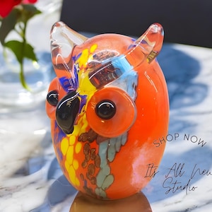 Handblown Glass Owl: Handmade Collectible Glass Art Ornament