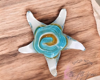 Handblown Glass Starfish: Collectible Glass Animal Ornament