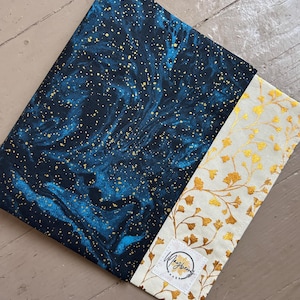 Reversible Book Cover Adjustable Bible Pouch Reusable Fabric Dust Jacket Navy Celestial Dust Cover Paperback Protector Hardcover Book Sleeve
