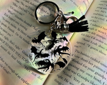 Dragon Keychain Black Dragon Keyring Holder Bookish Key fob