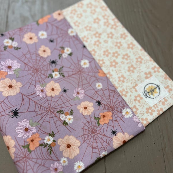 Adjustable Book Cover Cute Goth Bible Pouch Reusable Fabric Dust Jacket Cute Spider Floral Dust Cover Paperback Book Sleeve Hardcover Pouch